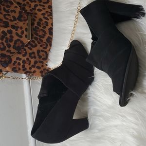 Faux Suede Open Toe Booties